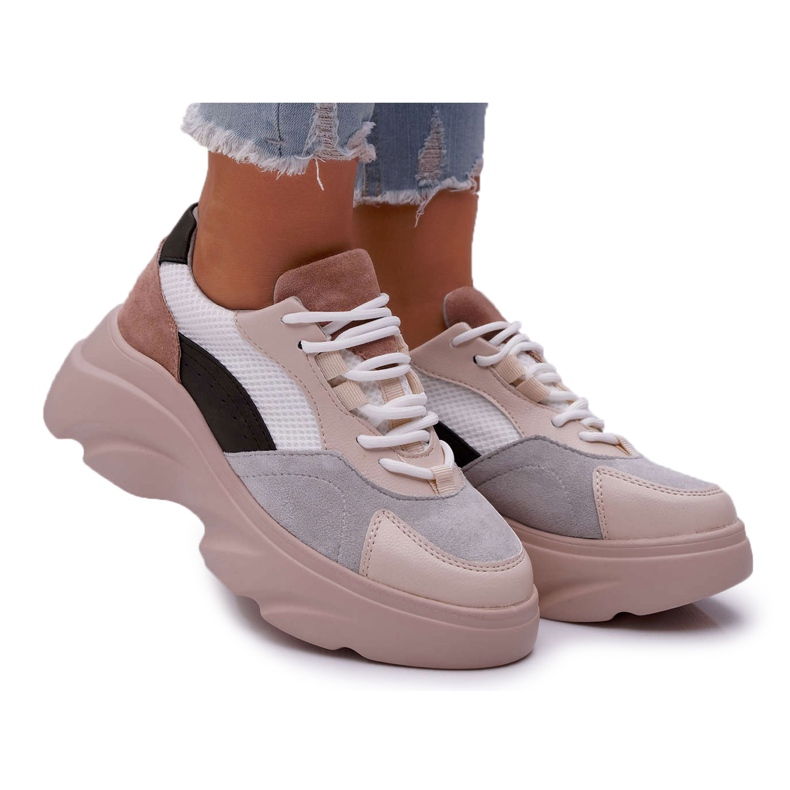 SEA Dámské sportovní boty tlustá podrážka béžová kardamon béžový