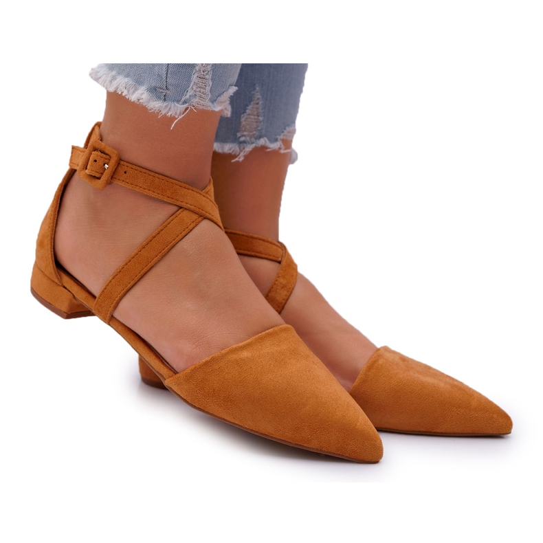 PS1 Dámské semišové balerínky v Spitz Camel Vontare hnědý