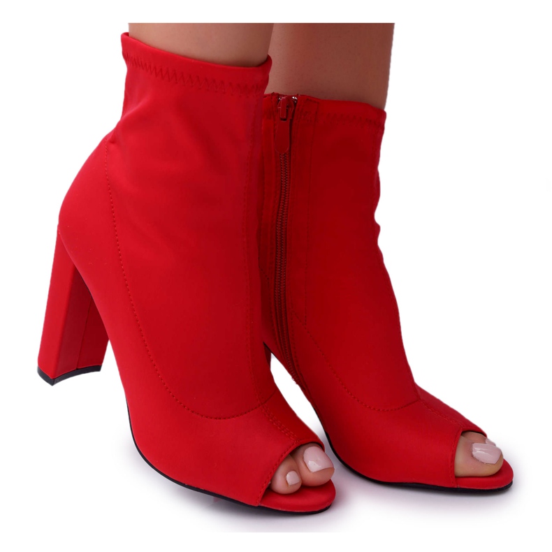 PS1 Dámské kotníkové boty Lycra s otevřenými prsty nejprve červené