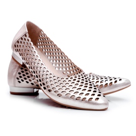 Exquisite Dámské zlaté kožené balerínky Exkluzivní 1107/1 zlatý Exquisite Dámské zlaté kožené balerínky Exkluzivní 1107/1 zlatý