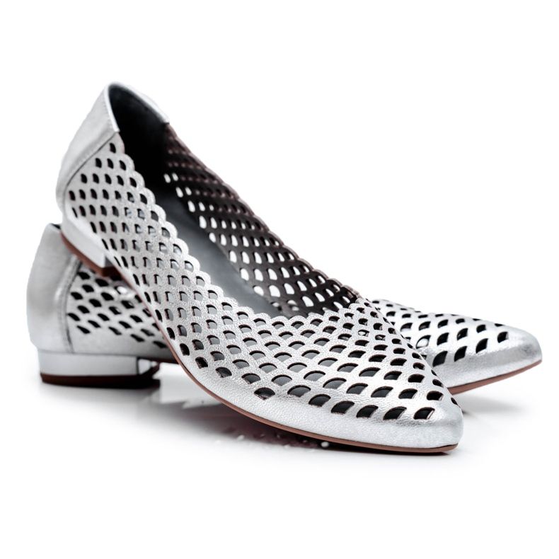 Dámské balerínky Stříbrná kůže Exquisite 1107/1 šedá