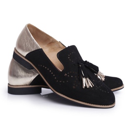 Dámské kožené mokasíny Brogues Maciejka černé 04484-01 / 00-5 černý
