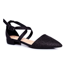 PS1 Dámské třpytivé balerínky v Spitz Black Vontare černý