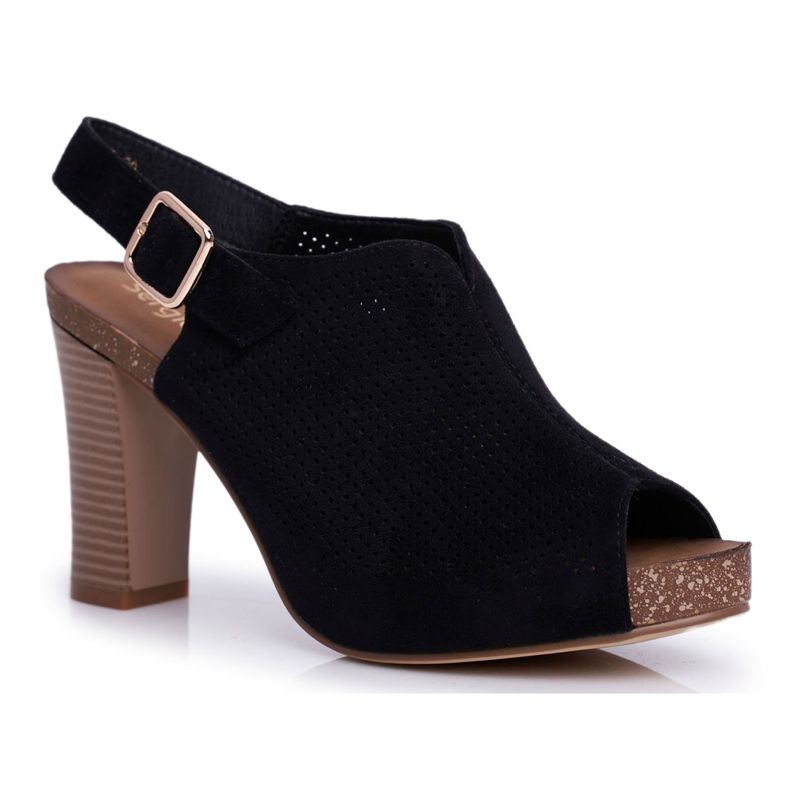 Dámské sandály na vysokém podpatku Sergio Leone SK855 Black Senillo černá