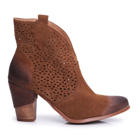 Exquisite Dámské boty na podpatku Kožené velurové kovbojské boty Vynikající hnědá 1170 hnědý