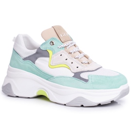 Dámské sportovní kožené boty GOE Mint White FF2N3011 bílý zelený