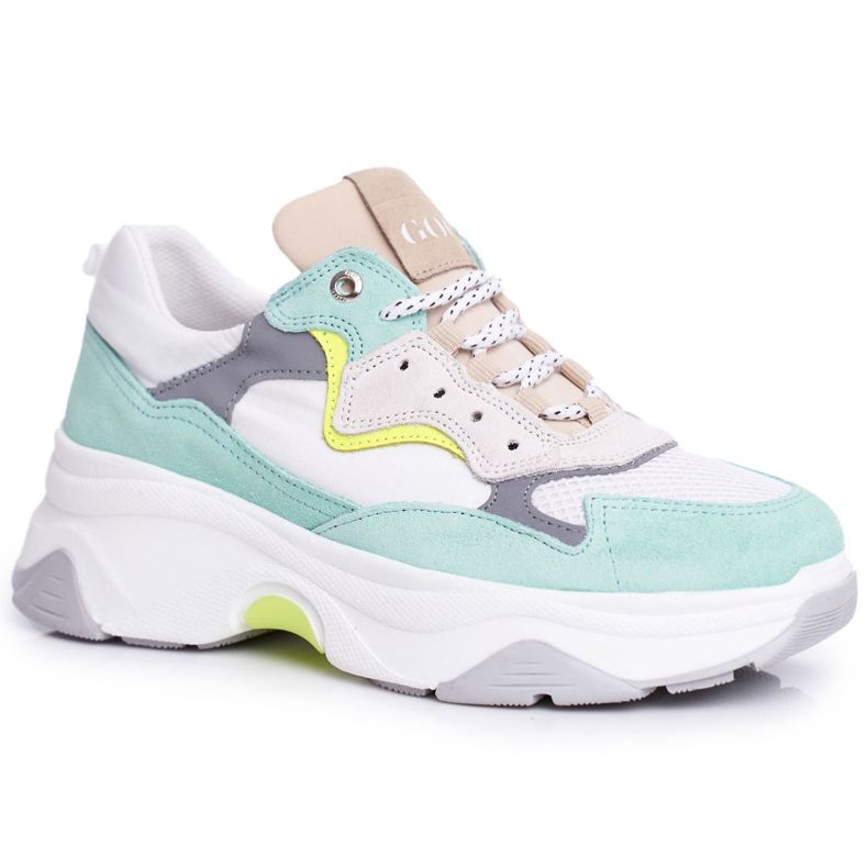Dámské sportovní kožené boty GOE Mint White FF2N3011 bílý zelená