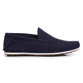 Pánské mokasíny GOE Navy Blue Nubuck FF1N3059 námořnická modř