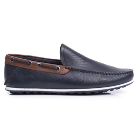 Pánské mokasíny GOE Navy Blue Leather FF1N3051 námořnická modř