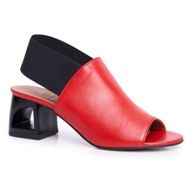 Dámské sandály na vysokém podpatku Laura Messi Leather Red Grehno 1919 červený