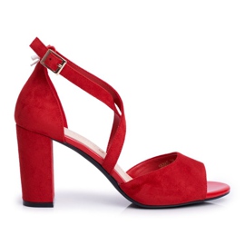 Dámské sandály na vysokém podpatku Sergio Leone Red SK865 červené Dámské sandály na vysokém podpatku Sergio Leone Red SK865 červené