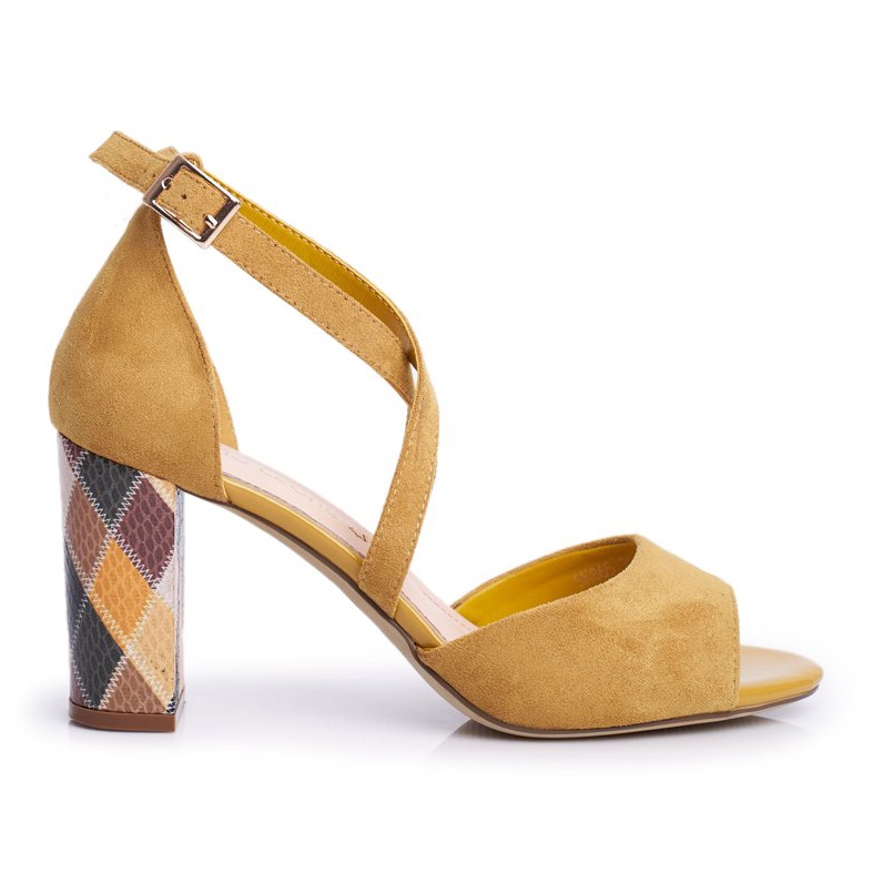 Dámské sandály na vysokém podpatku Sergio Leone Yellow SK865 žlutá Dámské sandály na vysokém podpatku Sergio Leone Yellow SK865 žlutá