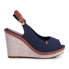SEA Dámské sandály na klínku Navy Blue Tommy námořnická modř