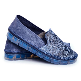 Dámské brogues Maciejka Slip-on Leather Navy Blue 03512-45 námořnická modř