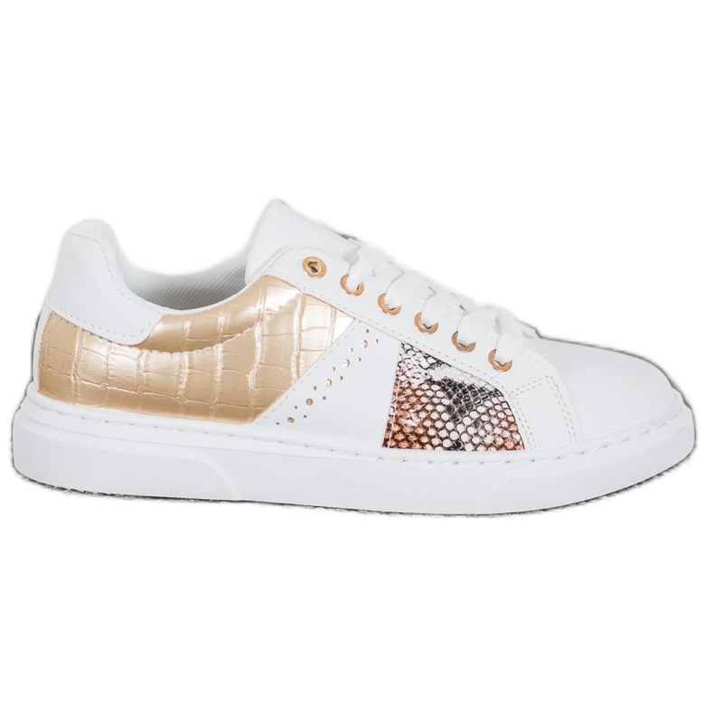 SHELOVET Pohodlné bílé tenisky bílý žlutá