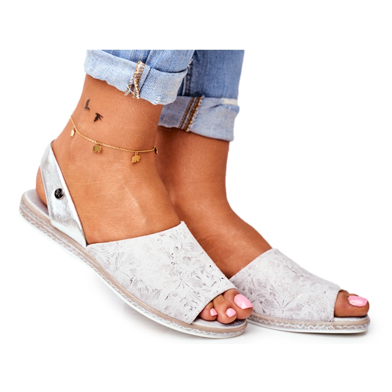 Dámské sandály Flat Sergio Leone Silver SK030 šedá