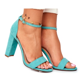 ADY Dámské sandály na podpatku semišové zelené Anastasie zelená