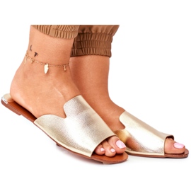 HAN Dámské ploché zlaté pantofle Mimios zlatý HAN Dámské ploché zlaté pantofle Mimios zlatý