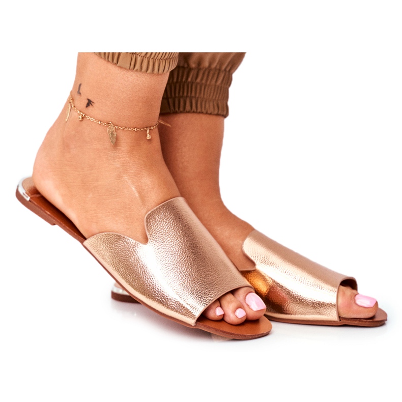 HAN Dámské pantofle Flat Rose Gold Mimios zlatý