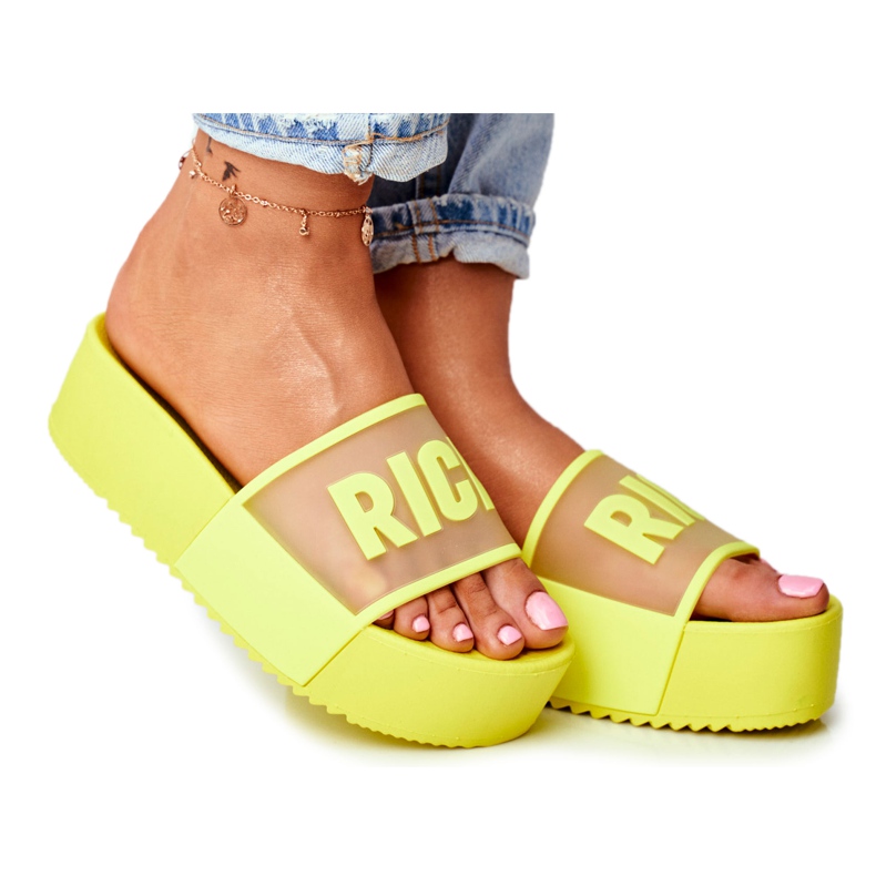 PS1 Dámské pantofle na platformě žluté žlutá