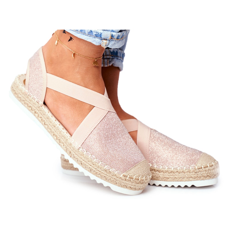 ADY Dámské espadrilky s vykrojeným motivem Pink Glitter růžový