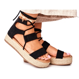 Dámské espadrilky na platformě Svázané černé Fuerty černý