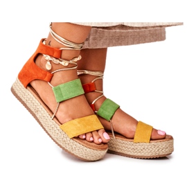 Dámské espadrilky na platformě Svázaly žlutou Fuertu žluť