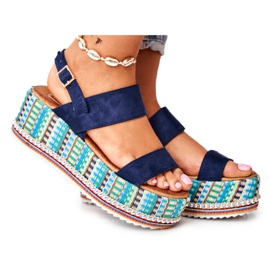FW1 Dámské sandály na klínu Espadrilles, námořnická modř Sandy