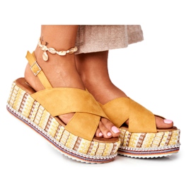 FW1 Dámské sandály na klínu Espadrilles Yellow Sandy žluť