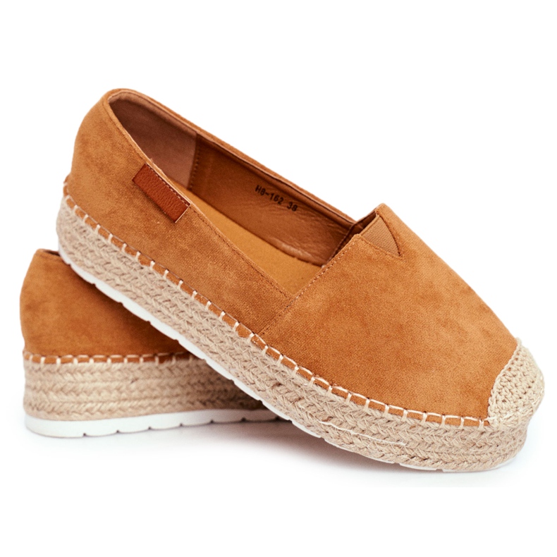 FB2 Dámské espadrilky na plátěné platformě Camel La Playa hnědý