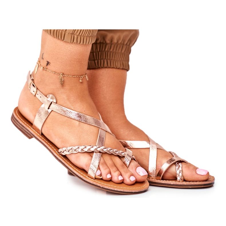 ADY Dámské ploché sandály na řemínku Rose Gold Laurence růžový žlutá