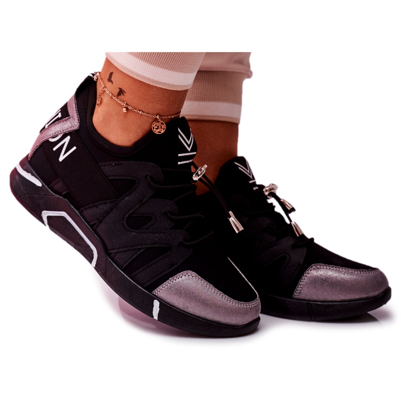 SEA Dámská sportovní obuv se zipem a manžetou, černošedá, terfinová černá