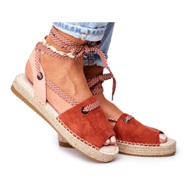 FRJ Dámské espadrilky na lněné platformě Orange Monacoz pomerančový