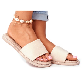 FRJ Dámské klasické pantofle semišové béžové Podívejte se na mě béžový