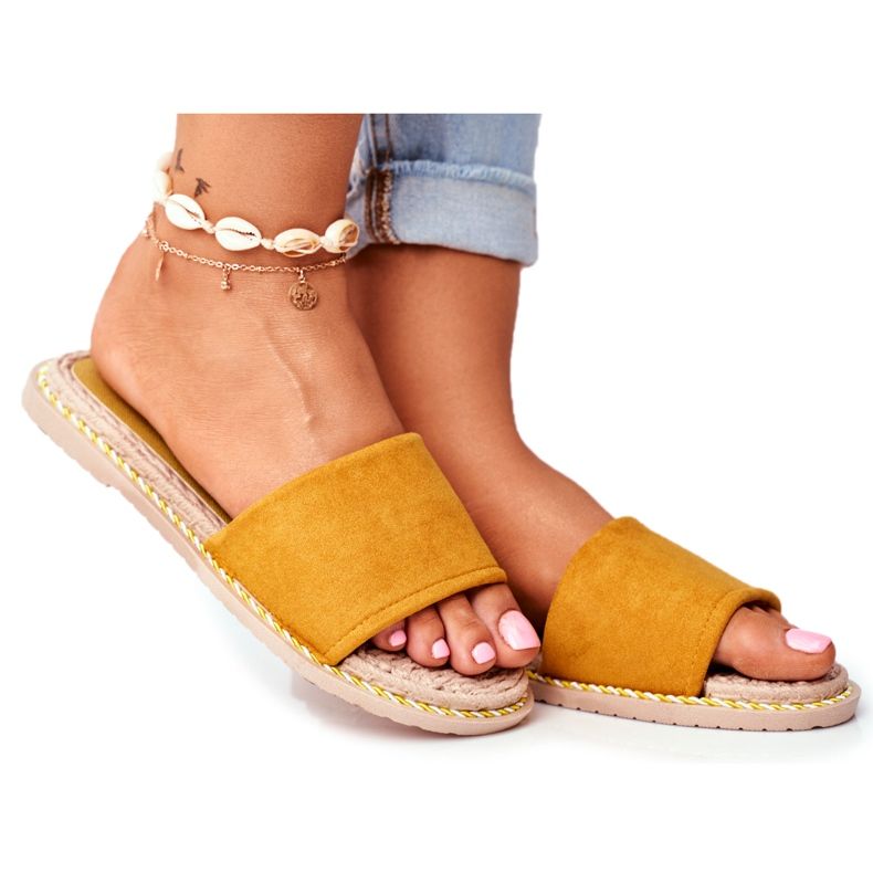 FRJ Dámské klasické semišové pantofle žluté Podívejte se na mě žlutá