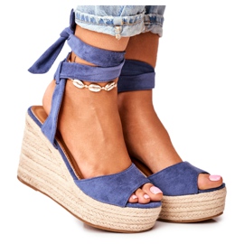 FRID Dámské sandály na klínku Espadrilles Blue Ollie modrý