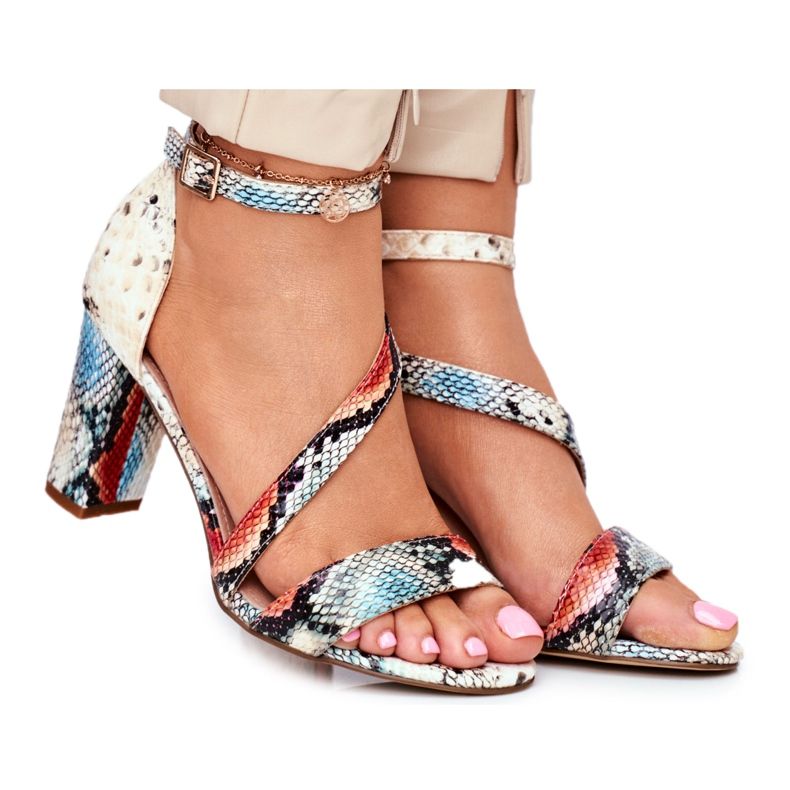 Dámské sandály na vysokém podpatku Sergio Leone Red Snake SK870 červené vícebarevný