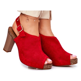 Dámské sandály na vysokém podpatku Sergio Leone SK855 Red Senillo červený