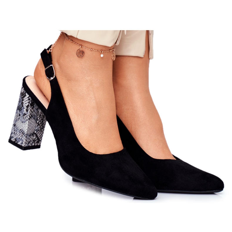 Dámské lodičky s otevřenou patou Sergio Leone Černý had PB218 černá