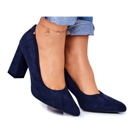 Dámské lodičky na podpatku Sergio Leone Navy Blue PB216 námořnická modř