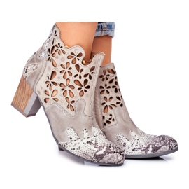 Dámské kozačky na vysokém podpatku Maciejka jarní šedá 04369-13 béžový Dámské kozačky na vysokém podpatku Maciejka jarní šedá 04369-13 béžový