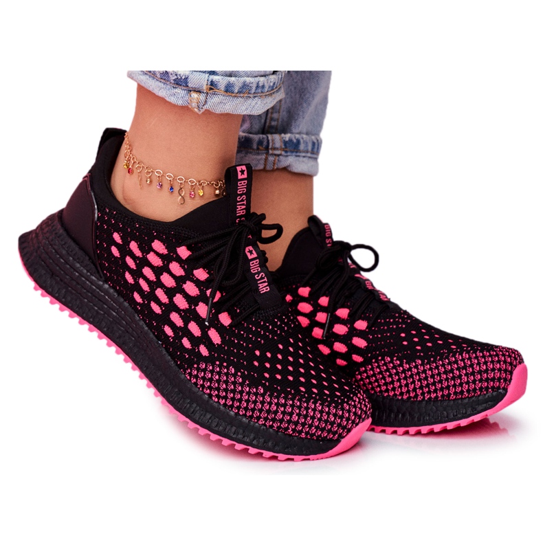 Dámské sportovní boty Tenisky Big Star Black Fuchsia FF274964 černá růžový Dámské sportovní boty Tenisky Big Star Black Fuchsia FF274964 černá růžový