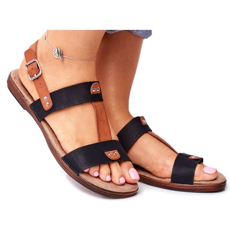 EVE Elegantní dámské sandály 20SD35-0307 Black Renna černá