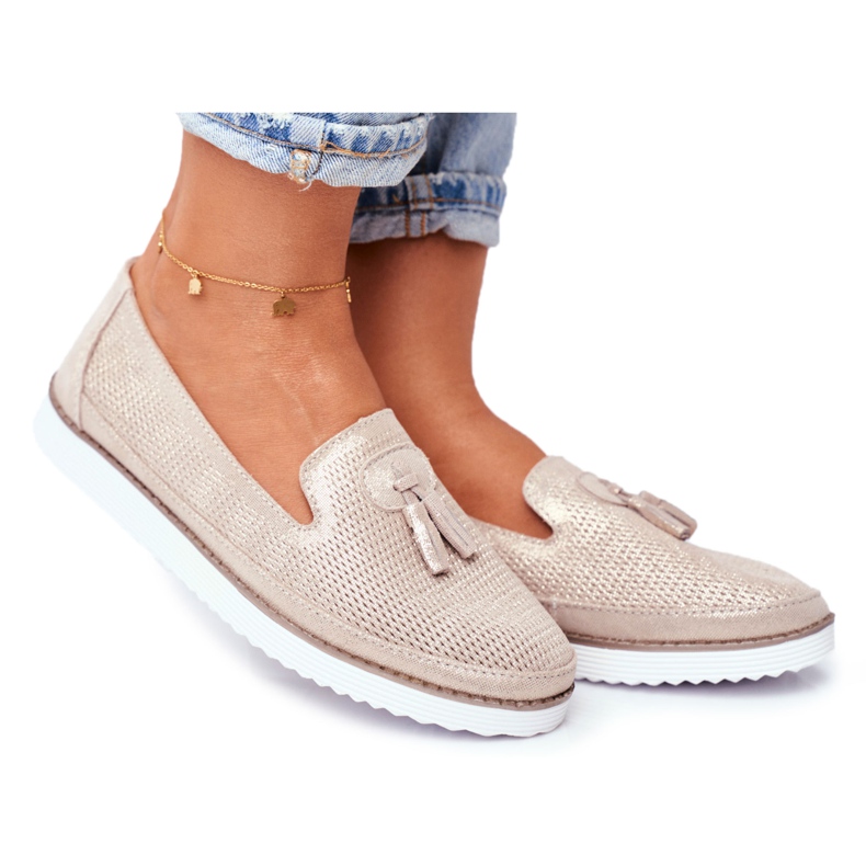 EVE Dámské mokasíny kožené zlaté Amore Mio zlatý