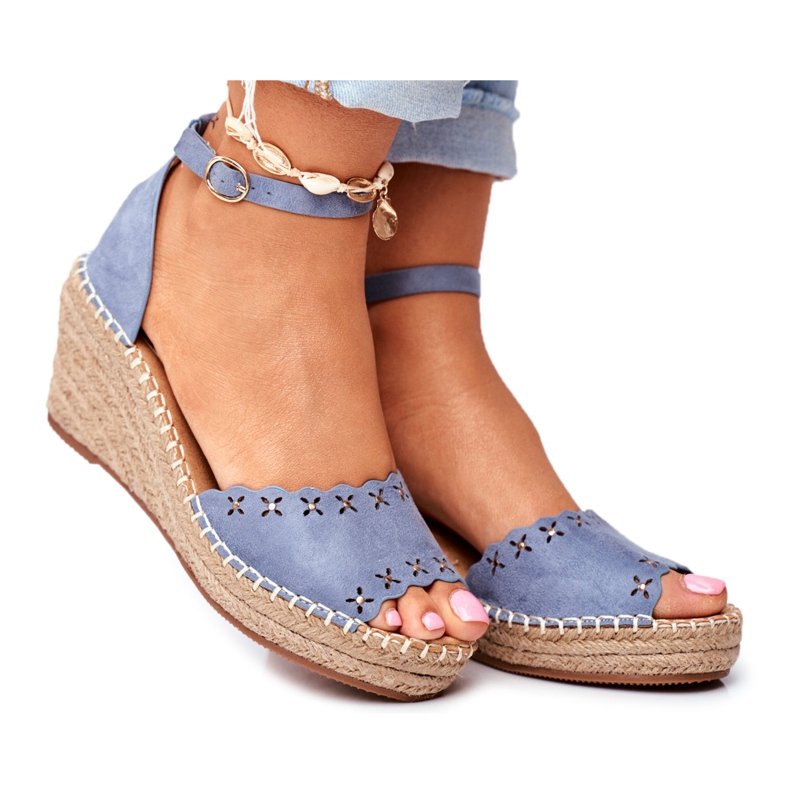 EVE Dámské sandály na klínu Espadrilles Blue Sagittarius modrý