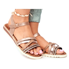 EVE Dámské sandály Flat Brown Replay hnědý EVE Dámské sandály Flat Brown Replay hnědý