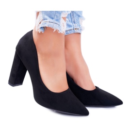 SEA Dámské lodičky na podpatku semiš černá jahoda