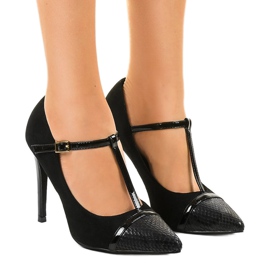 Černý semišový podpatek LEI-55