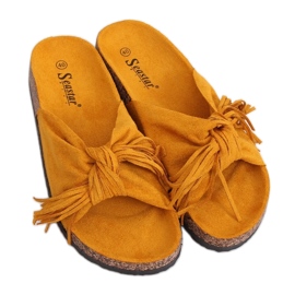 Dámské boho pantofle na med CK136P žluté žluť