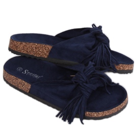 Dámské tmavě modré boho pantofle CK136P D.BLUE námořnická modř